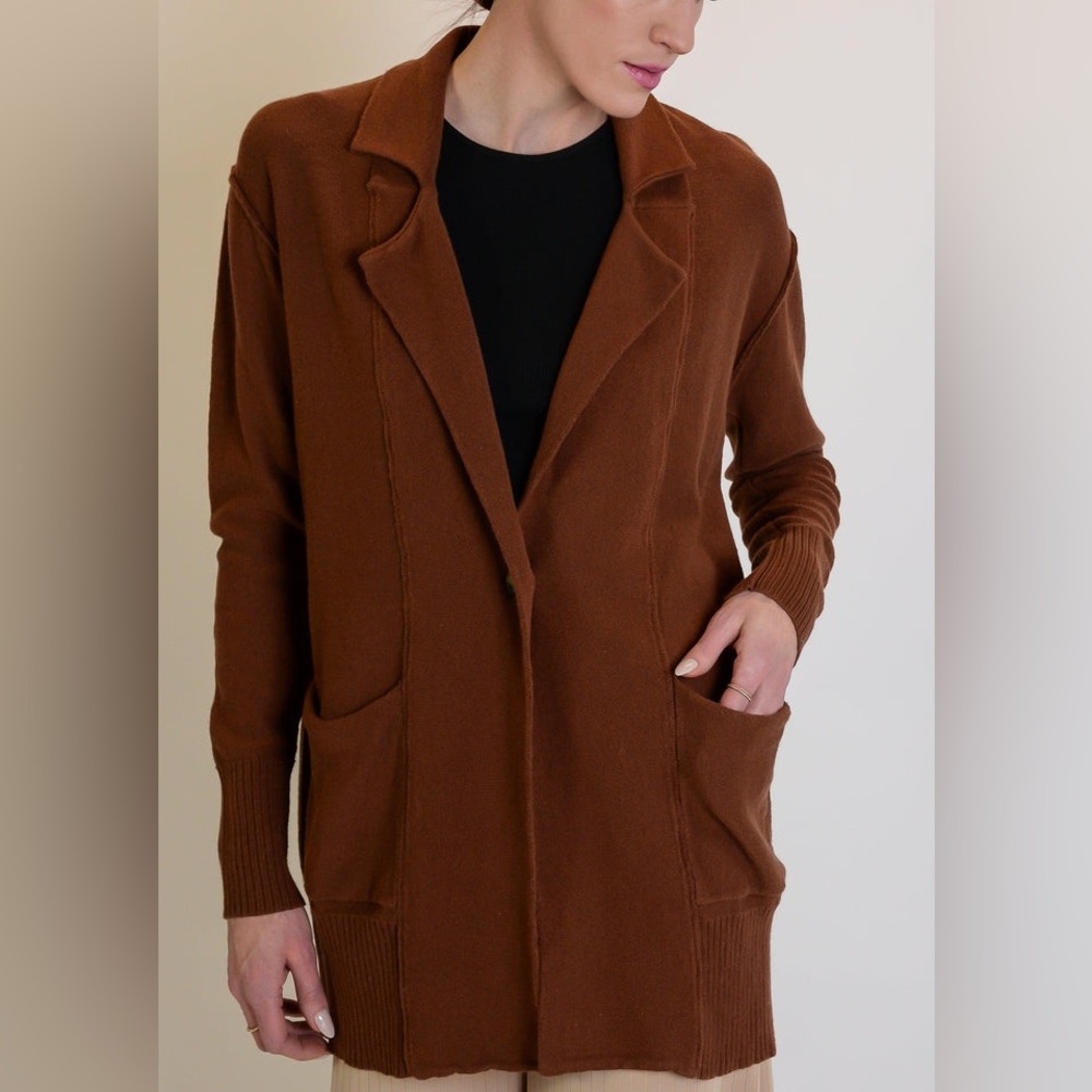 Free People Oversized Desert Blazer Chestnut NWT cardigan style - Picture 10 of 14